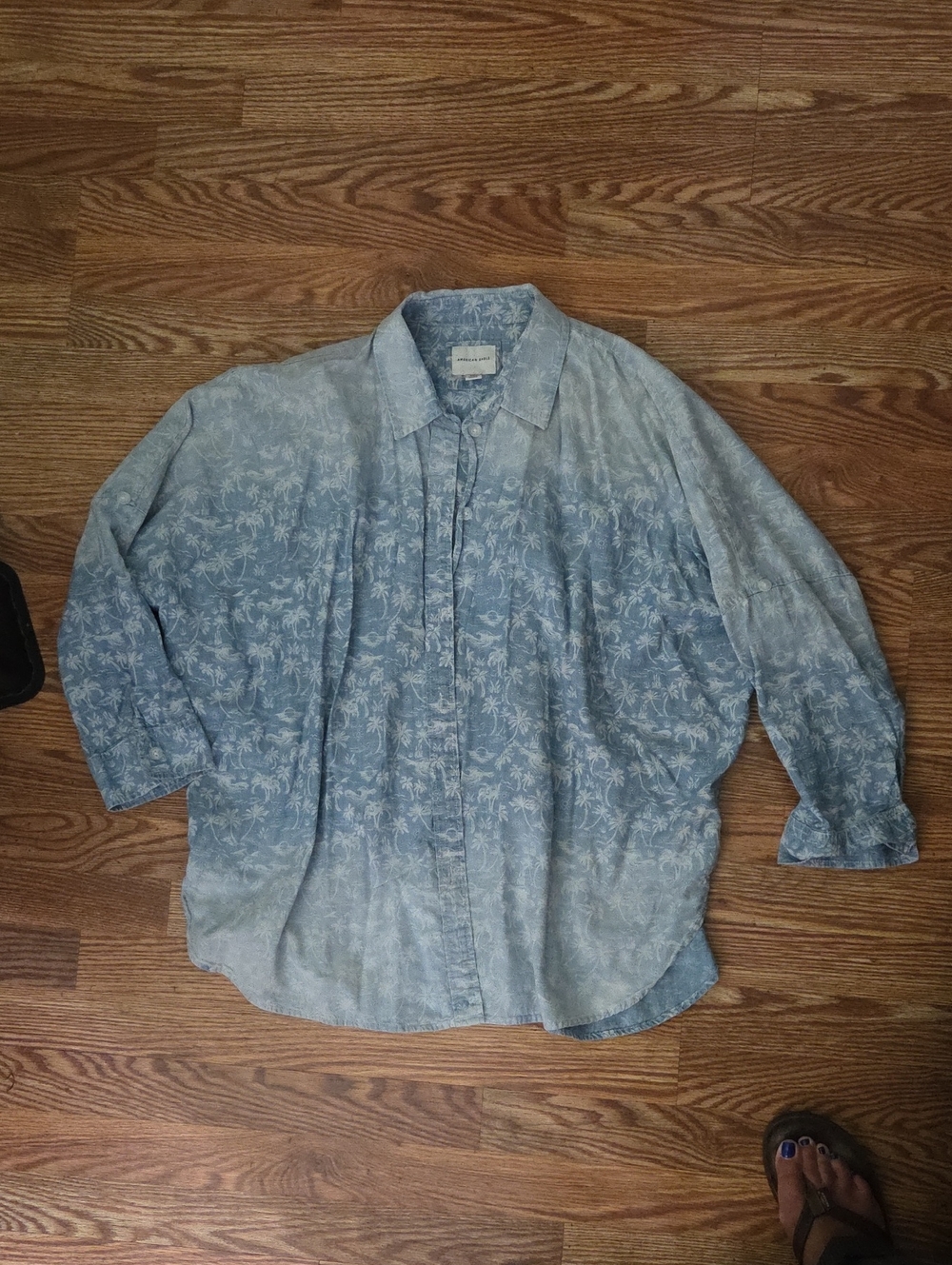 American Eagle Oversized Button Down Beach Shirt
